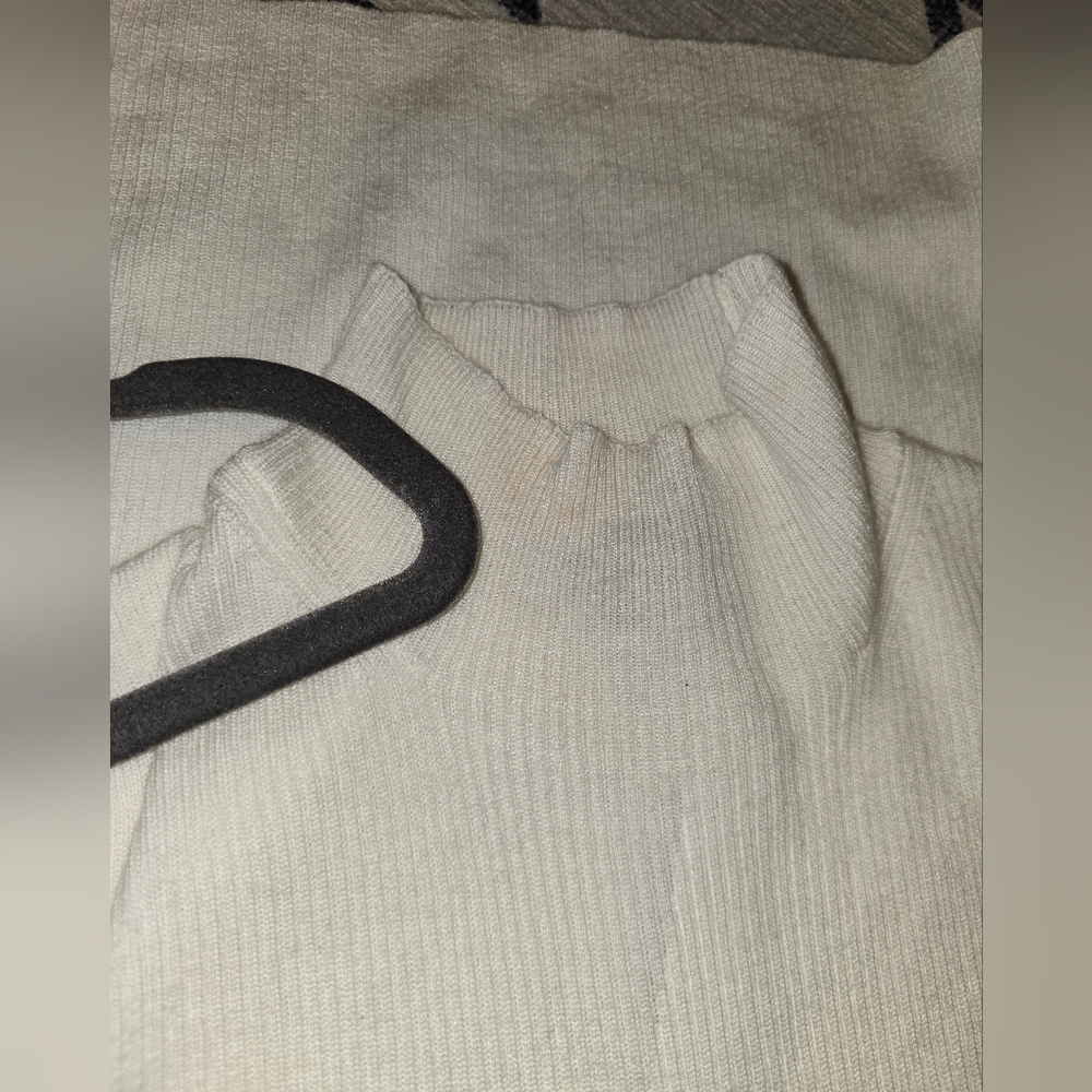 NWT Madewell Ribbed Merino Wool Mockneck Sweater Tee ivory xs $75 *flaw* - Picture 13 of 14